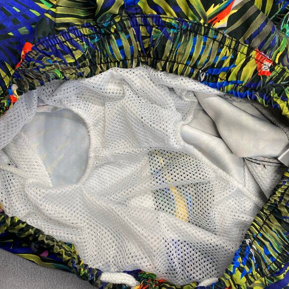 Native Youth Swim Trunks Shorts Mens 32 Blue Tropical Macaw Parrot Bird Pockets - Picture 7 of 14